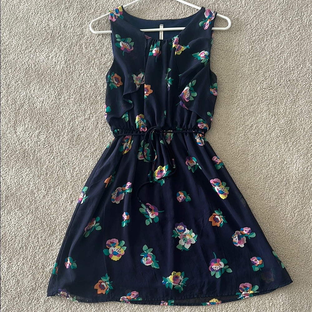 ModCloth Medium Floral Dress - Navy with Multicolor Flowers